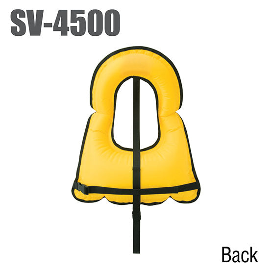 Tusa SV-4500 adult snorkeling vest with high-visibility yellow buoyancy and quick-release buckles