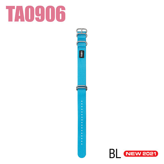 Tusa TA0906 Nylon Strap with stainless steel rings in blue, gray, and white for TUSA TC1 dive computers