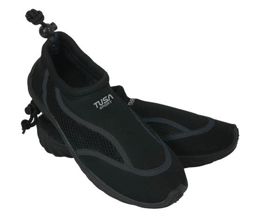 Tusa UA0101 Aqua Shoe black slip-on water shoe with quick-drying mesh and pull lace closure