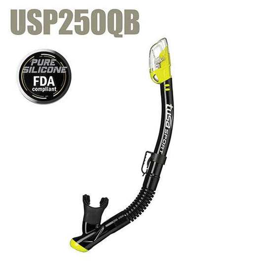 Tusa USP250QB Dry Snorkel with Hyperdry Elite technology and silicone mouthpiece