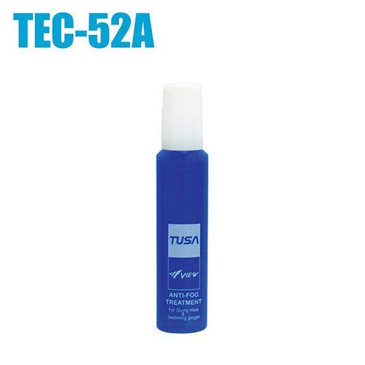 Tusa View TEC-52A Super Anti-Fog Treatment bottle with non-irritating, long-lasting high viscosity solution for swimming goggles and diving masks