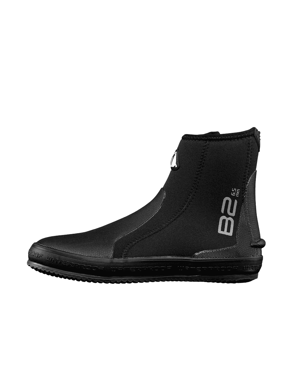 Waterproof B2 6.5mm semi dry dive boots with extra-long zipper and reinforced heels and toes