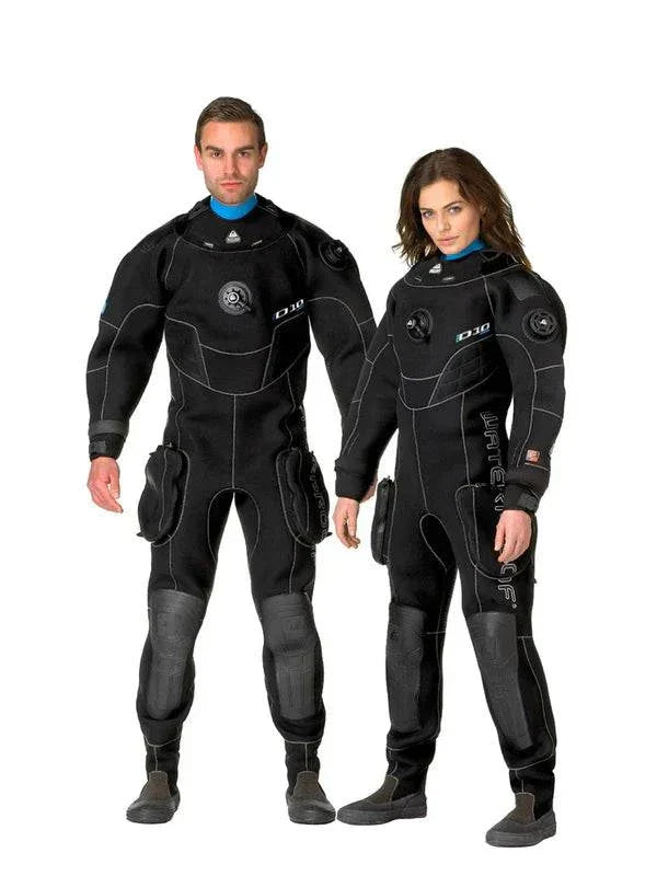 Waterproof D10 Pro ISS neoprene drysuit for men with integrated silicone seals and Kevlar reinforced boots
