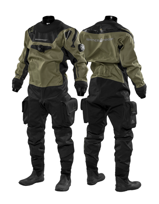 Waterproof D3 Ergo ladies lightweight flexible drysuit with neoprene boots and silicone seals
