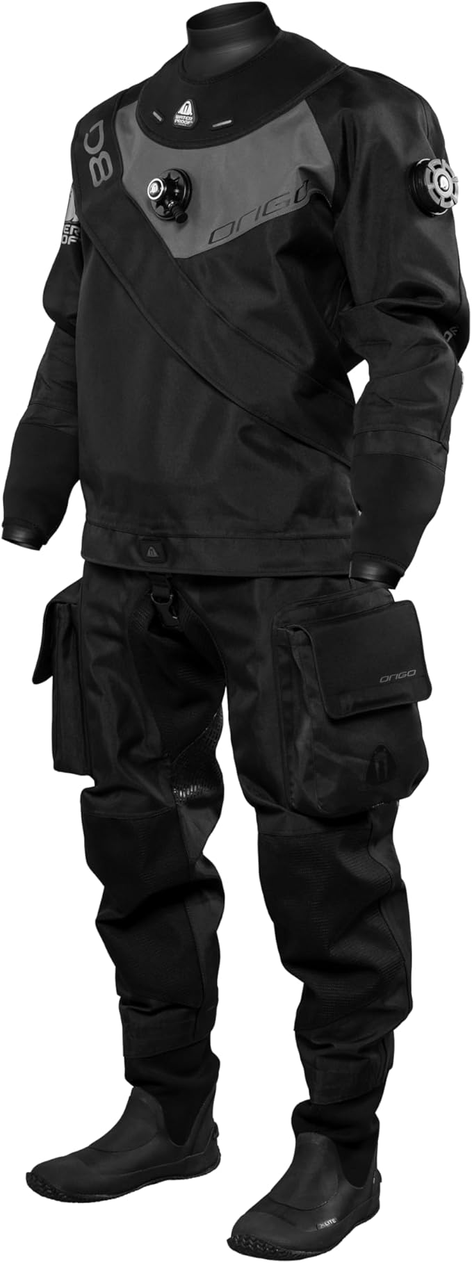 Waterproof D8 Origo women's scuba diving dry suit with front zipper and reinforced knee pads