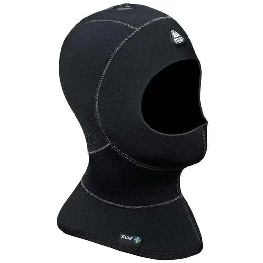 Waterproof H1 3/5mm Bibbed Vented Anatomical Hood with HAVS system and plush lining for diving