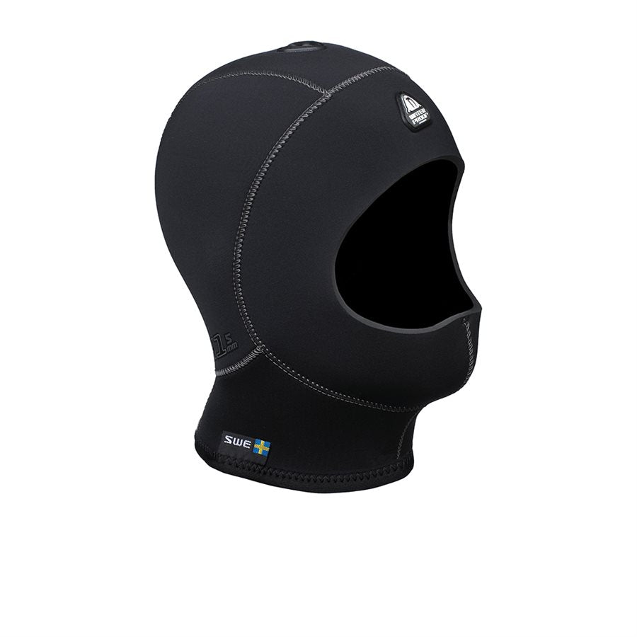 Waterproof H1 3/5mm Bibless Vented Anatomical Hood with HAVS and plush lining for warm, comfortable dives