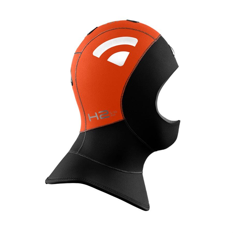 Waterproof H2 5/10mm high visibility vented diving hood with reflective patches and HAVS system