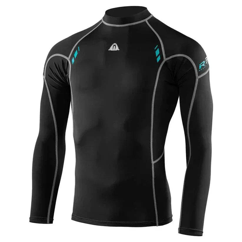 Waterproof R30 long sleeved rash guard for men with 50+ UPF, Lycra and spandex fabric, quick drying and flexible design