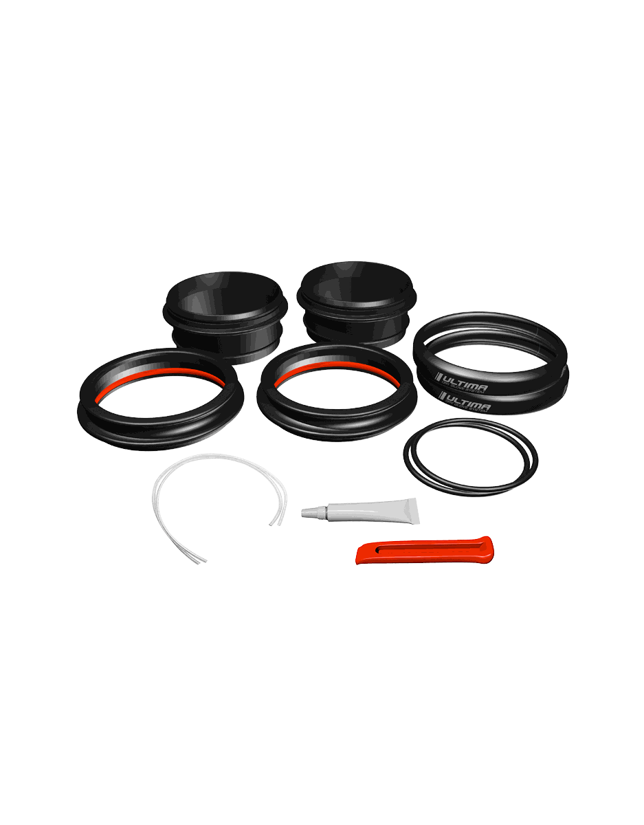 Waterproof Ultima Soft Dry Glove System with suit rings, glove rings, O-rings, silicone covers, lubricant, and installation tool