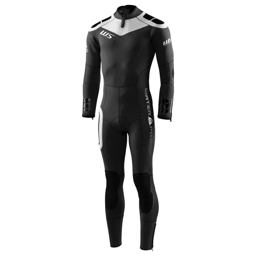 Waterproof W5 3.5mm men's wetsuit in black with ergonomic design and reinforced knees and elbows