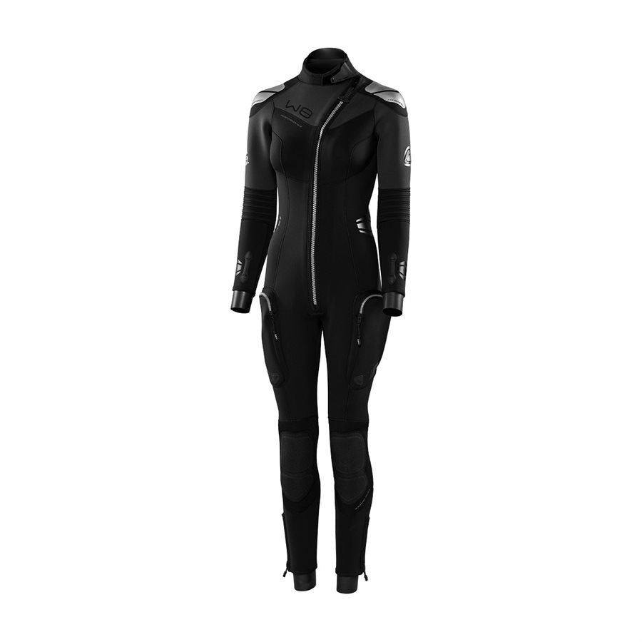 Waterproof W8 7MM wetsuit for ladies with front zip and reinforced knee pads