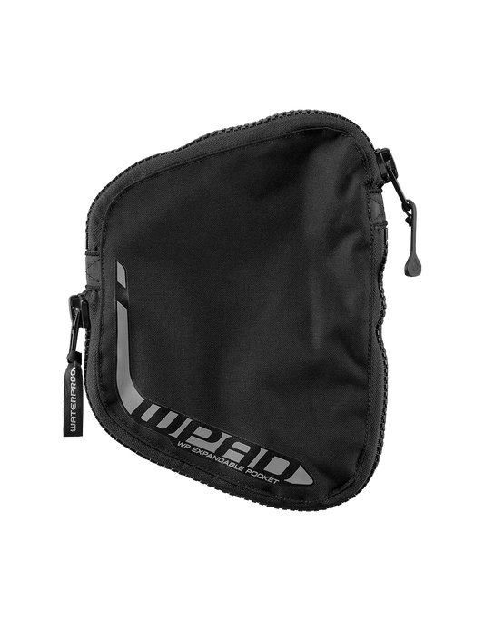 Waterproof WPAD advanced expandable pocket with double velcro fastener, central D-ring, and YKK zipper on suit